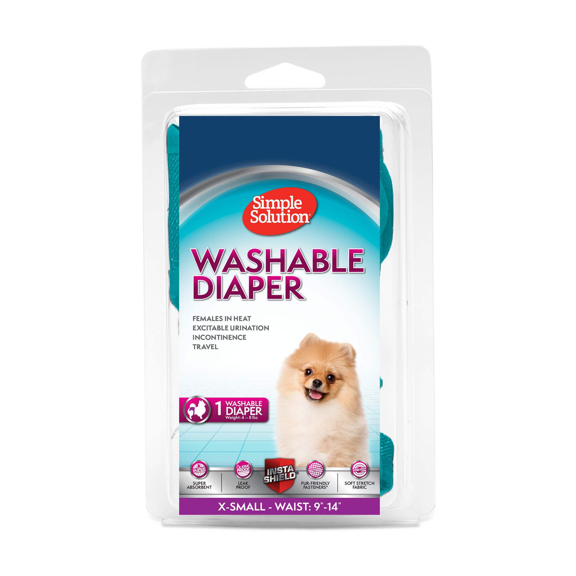 Excitable Urination or Incontinence 1 Re-usable Dog Diaper Per Pack XS Simple Solution Washable Re-usable Female Dog Diapers Absorbent with Leak Proof Fit 